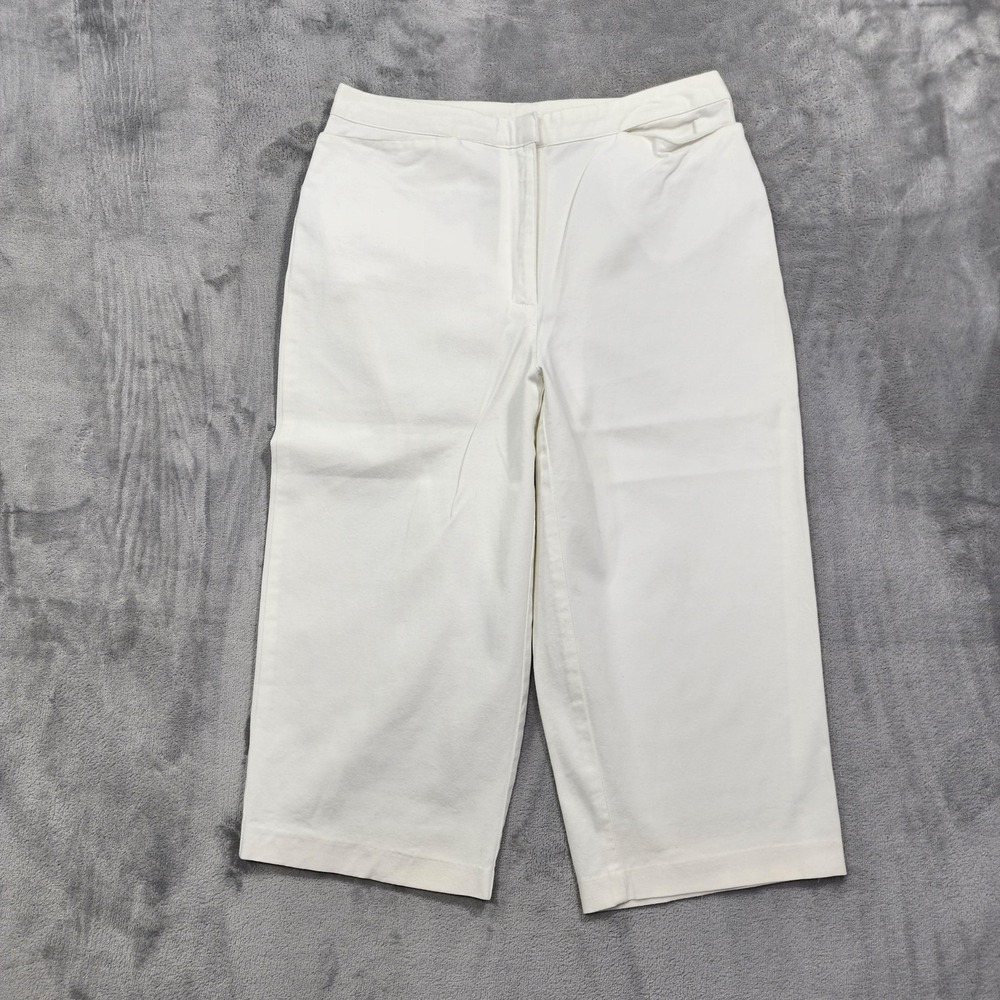 Vintage Charter Club Pants Womens 10 White Twill High Rise Capri Crop Stretch